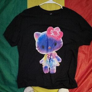 Charming Kids Black T-Shirt with Colorful Cat Design